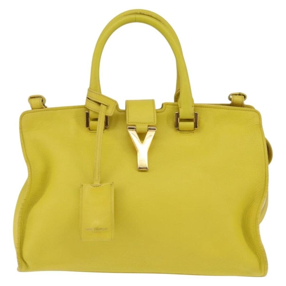 Saint Laurent Leather Petit Kabas Handbag Yellow Gold